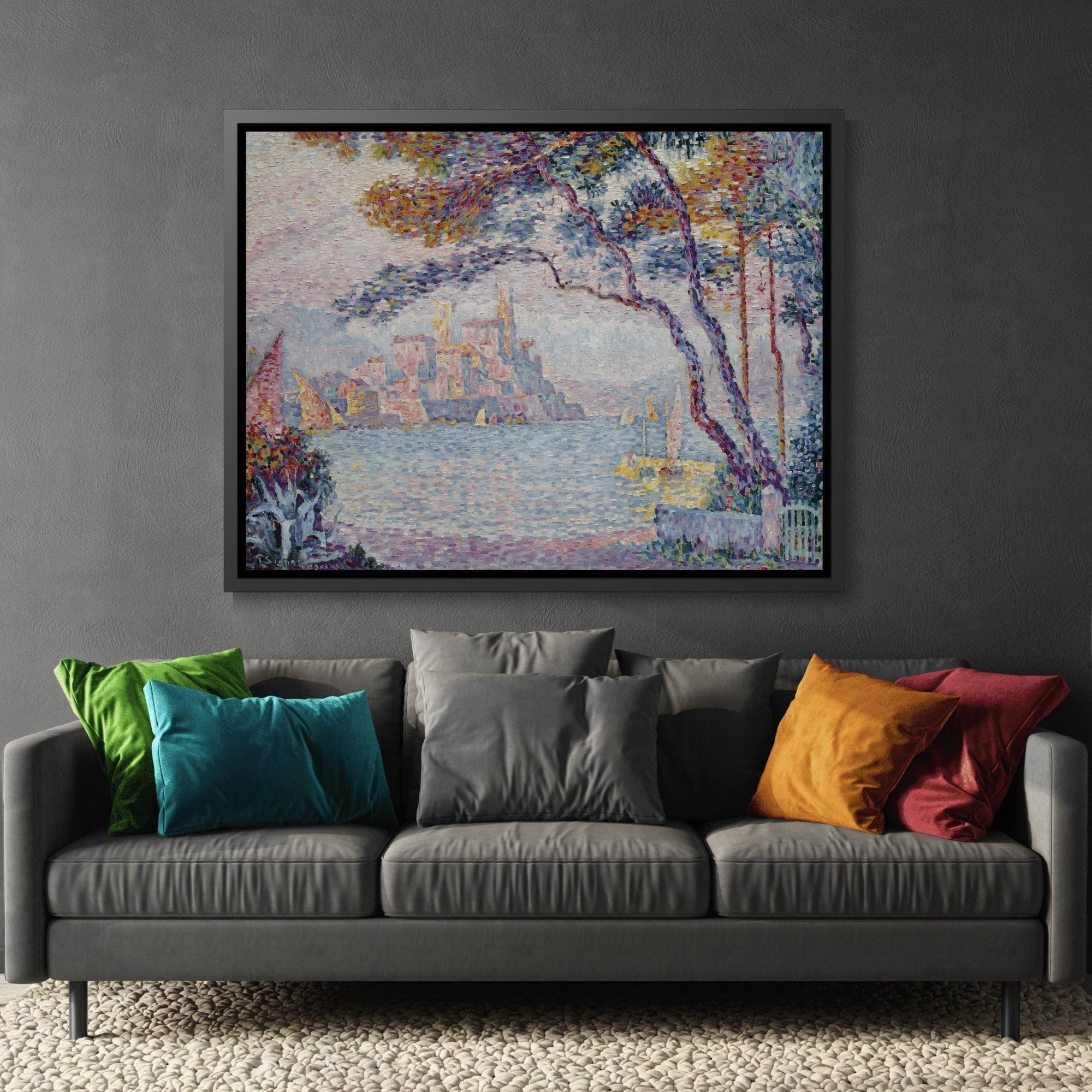 Amazon.com: Paul Signac Antibes Evening - Framed Canvas Wall Art